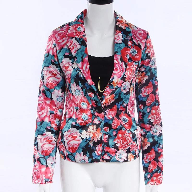 Womens Floral Long Sleeve Coat V Neck Short Outwear Overcoat Jacket Casual Party