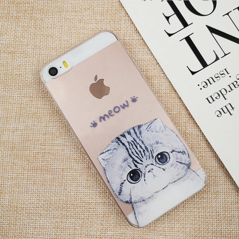Большие скидки чехол для телефона Apple iPhone 5 5S SE Ясно Cat Единорог цветок Мягкие TPU