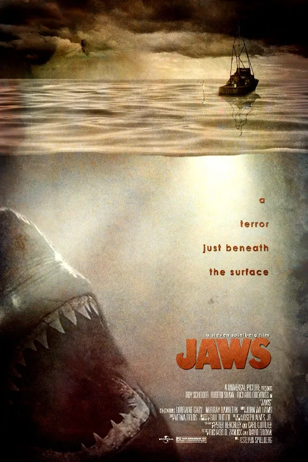 DIY frame Jaws Terror, Just Beneath The Surface Classic Movie Film Wall
