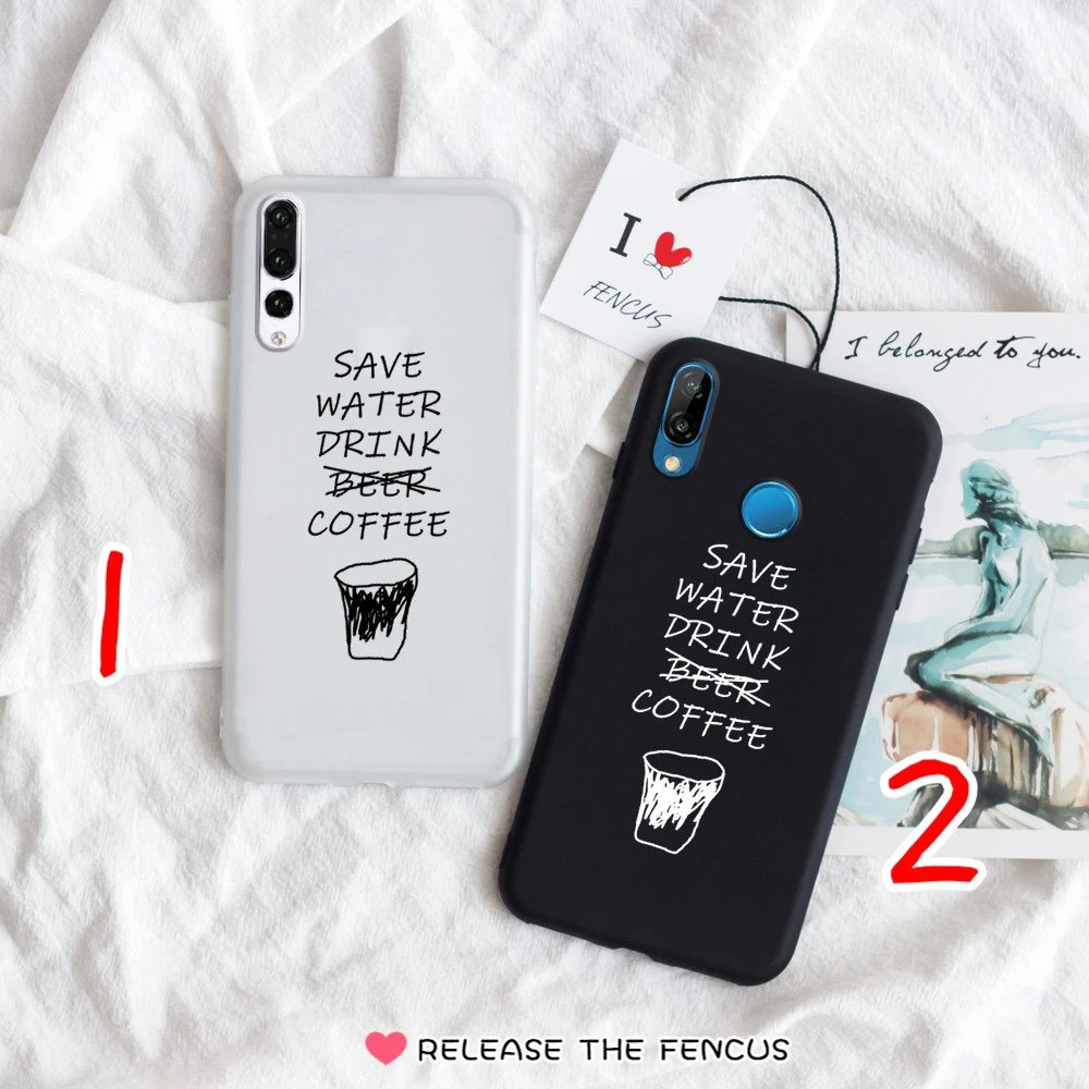 

FENCUS for Huawei Y7 Prime 2018 Nova 2 Lite Enjoy 7C Y5 2017 Y5 Prime Y6 2018 Y6ii Phone cases Coffee Letter Soft case