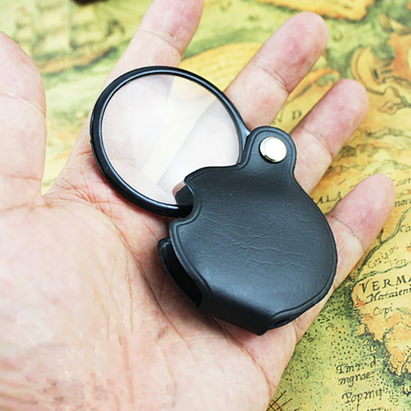 

AIBOULLY 10 Times Magnifying Glass Mini Tool Pocket Magnifier Portable Fold Old Man Reading Cultural Relic Identification