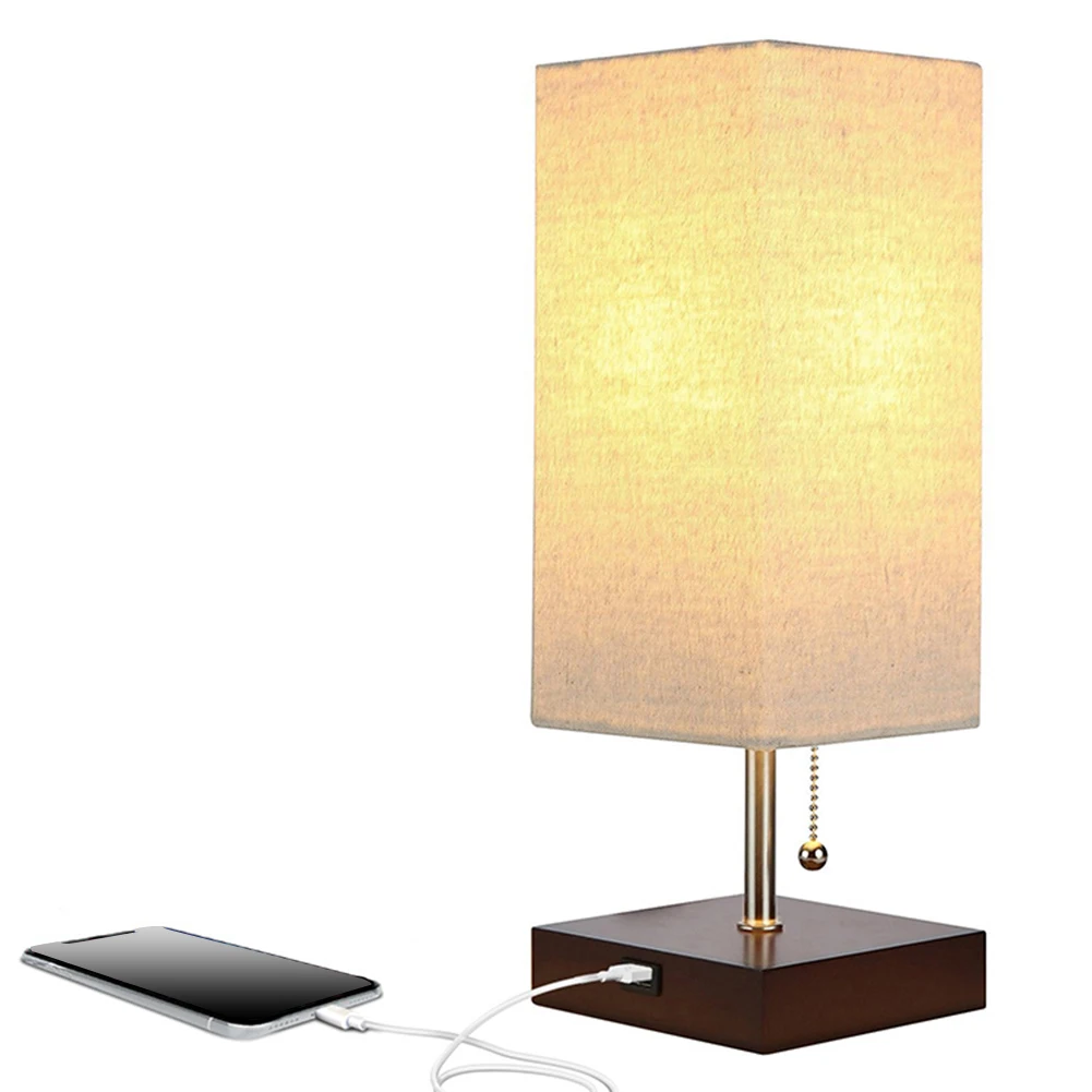 

Fabric Shade Rechargeble Hotel Decoration Table Lamp Dual USB Stylish Durable Office Bedside Birthday Gift Useful Home