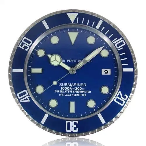 34 см/38 см Топ дизайн металлические часы настенные часы в форме с бесшумным механизмом - Цвет: blue