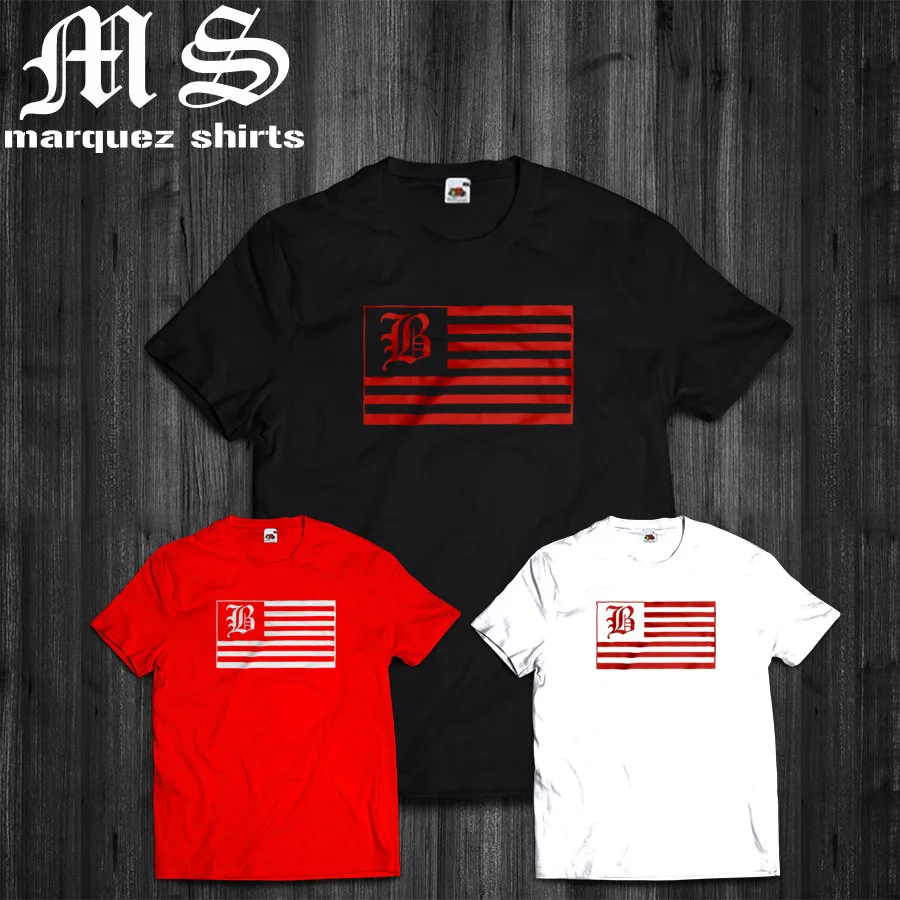 T Shirt Bompton Flag Blood YG Brazy Suge Old English Men Compton Clothing S-XXL | Мужская одежда