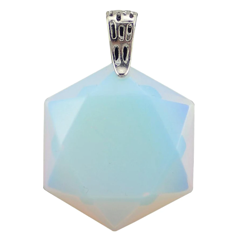 Luster Smooth Polished Crystal Jewish Star of David Hexagram Shape Stone Pendant for Necklace Pendant Metal Bail Clasp