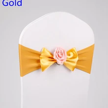 Золото Цвет лайкра стул створки бабочка галстук-бабочка с вырос мяч для свадьбы стулья украшения спандекс Группа стрейч галстук-бабочка