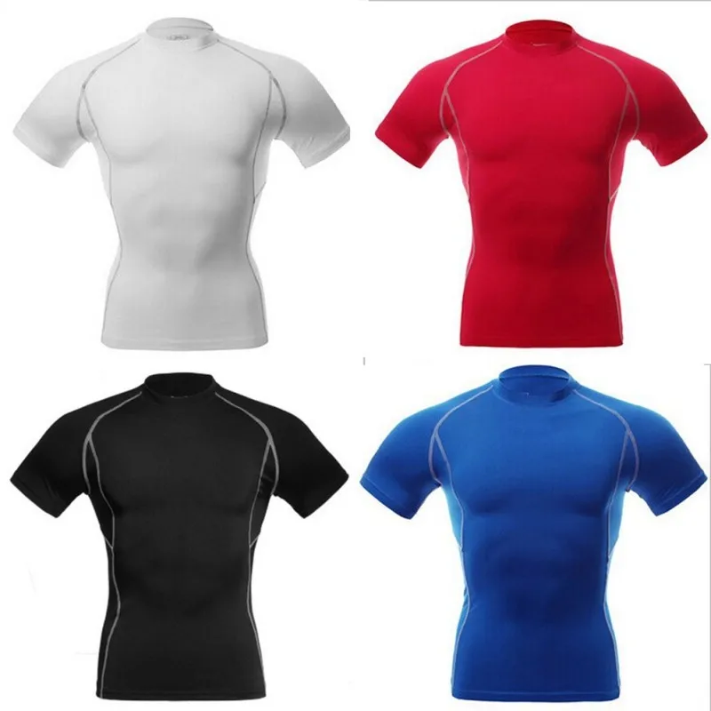 Новые мужские Компрессионные спортивные Костюмы Под базовым слоем одежда спортивная рубашка плотные Топы S-3XL