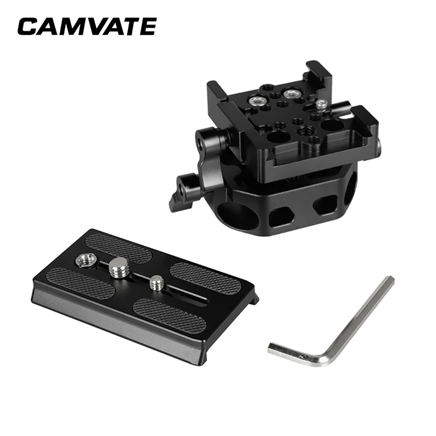 

CAMVATE Manfrotto QR Connect Adapter With Sliding Mounting Plate + Base Plate With 15mm Dual Rod Clamp