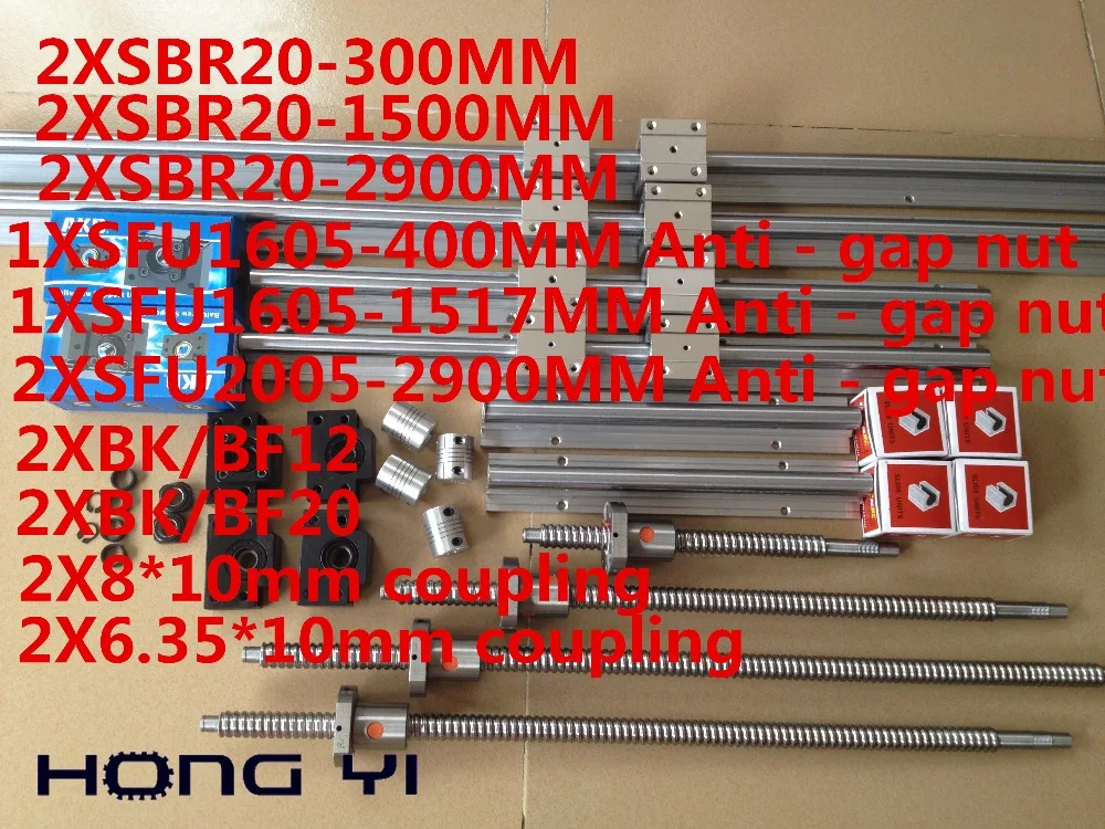 

2X linear guide SBR20 L = 300/1500/2900MM + 4X BALLSCREW SFU1605 400/1517MM sfu2005-1050MM+4X BK/BF12 BK/BF20 + 4XCouplers