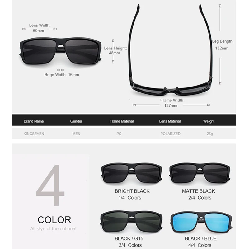Kopen KINGSEVEN Originele Zonnebril Vrouwen Mannen Brand Design TR90 Frame Zonnebril Voor Mannen Fashion Classic UV400 Vierkante Brillen S730