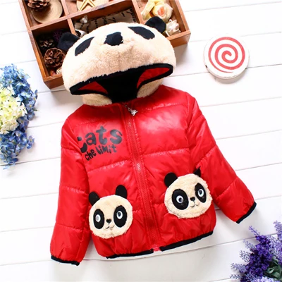 Куртка для маленьких девочек и мальчиков; зимнее теплое плотное хлопковое Детское пальто с капюшоном и рисунком панды; Красивая верхняя одежда для детей; одежда для детей - Цвет: as the picture