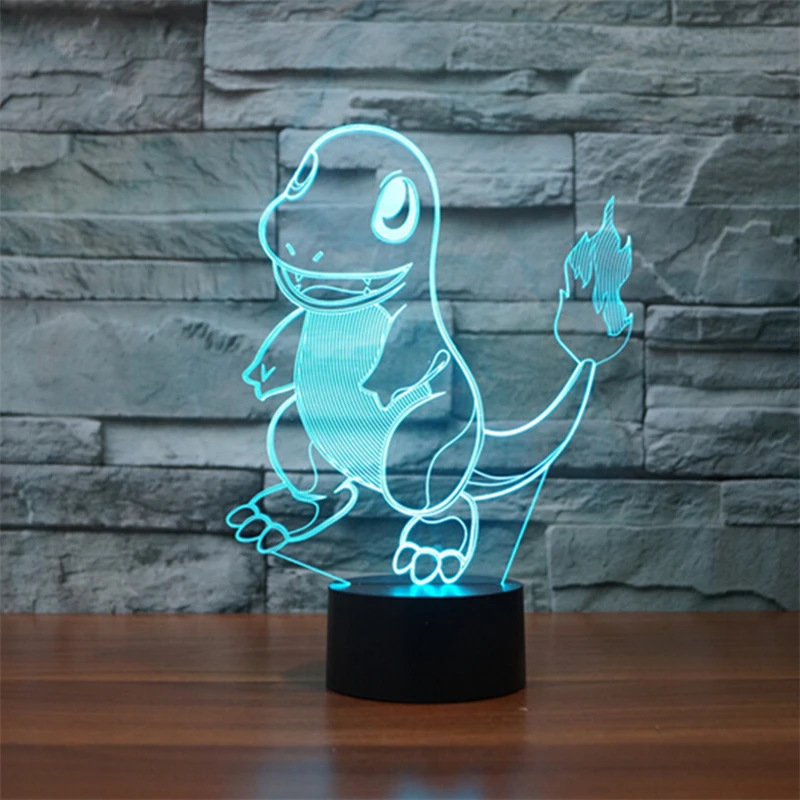 

Novelty Mega Pokemon Go Charmander Lamp Night Light 3D Touch Table lamp Pikachu 7 Color 3D NightLights For Kids Gift Lampara