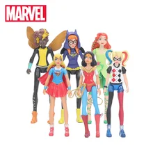 6 pçs/set 15 cm Brinquedos Marvel Super Hero Figura Meninas Set Maravilha mulher Batgirl Poison Ivy Bumble Abelha Harley Quinn Ação PVC figuras