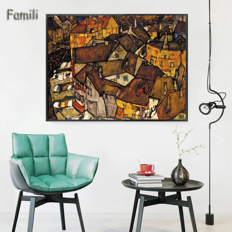 Egon Schiele абстрактная ретро картина маслом желтый город холст художественный Принт плакат картина украшение стены дома фрески/Художественная печать