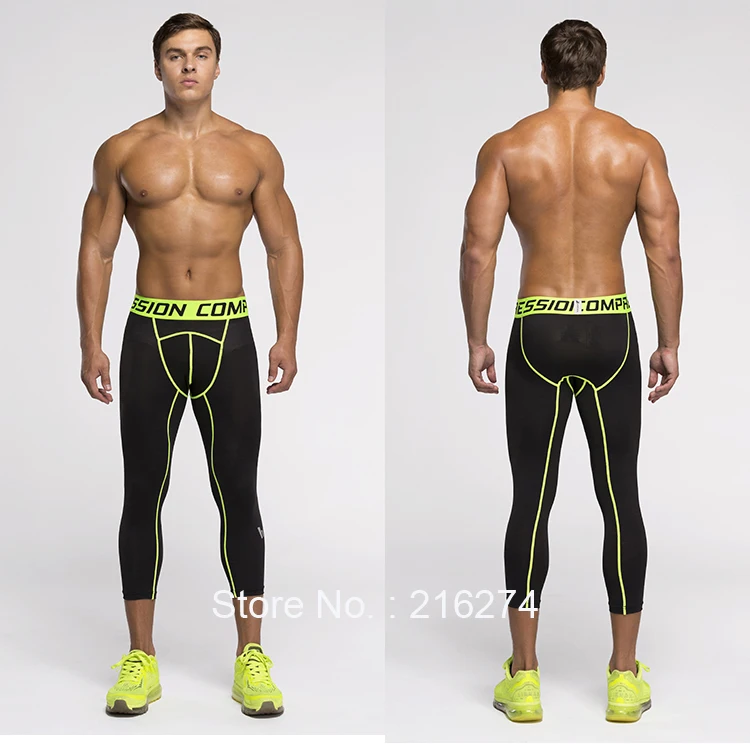 Мужские компрессионные штаны 3/4, спортивные штаны для бега, бега, трико для баскетбола, гимнастики, фитнеса, упражнений, обтягивающие леггинсы, брюки