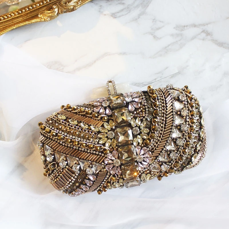 

2017 new luxury custom Beaded Evening heavy party and the wind Hand Bag Shoulder Messenger Bag