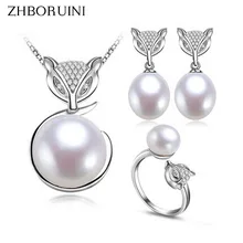 Мода zhboruini цепочки и ожерелья жемчуг комплект ювелирного изделия с натуральным камнем жемчуг 925 пробы серебро Smallfox Серьги Подвески для женщин