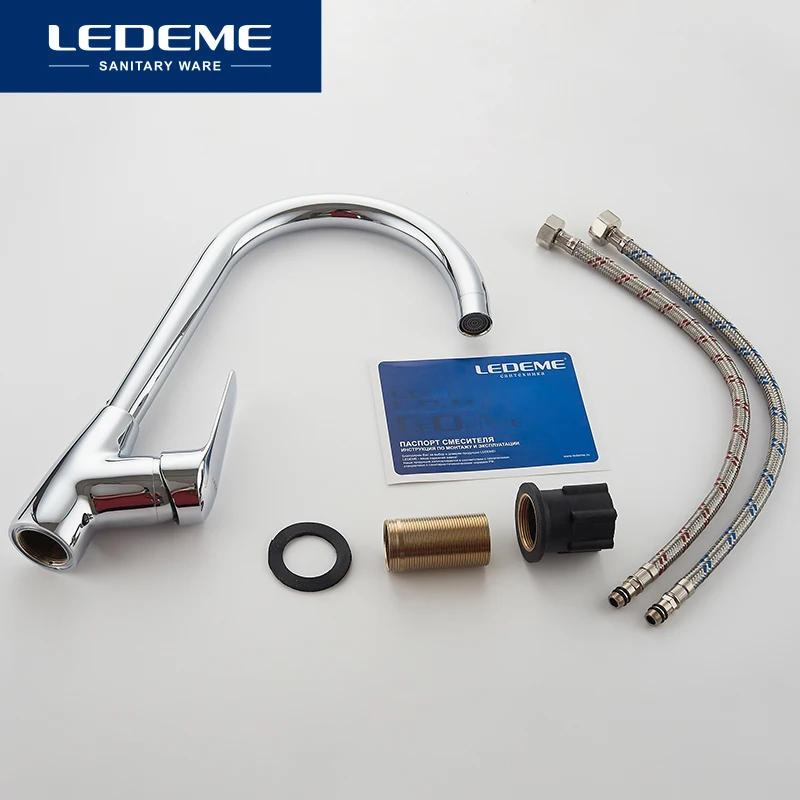 LEDEME Смеситель для кухни высокий с гайкой латунь Цвет: хром L4051|kitchen pull out faucet|pull kitchen