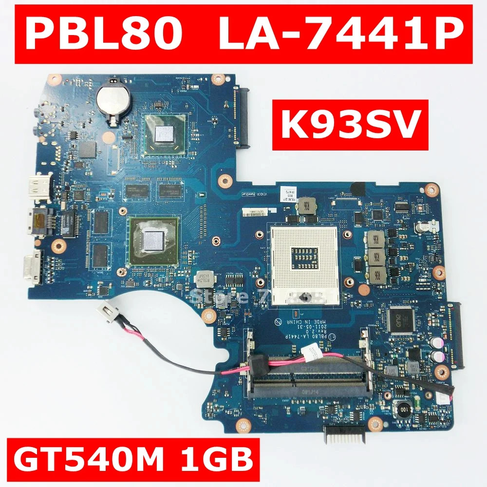 PBL80 LA 7441P K93SV GT540M 1GB Mainboard For ASUS LA 7441P K93SV K93SM K93S K93 X93S