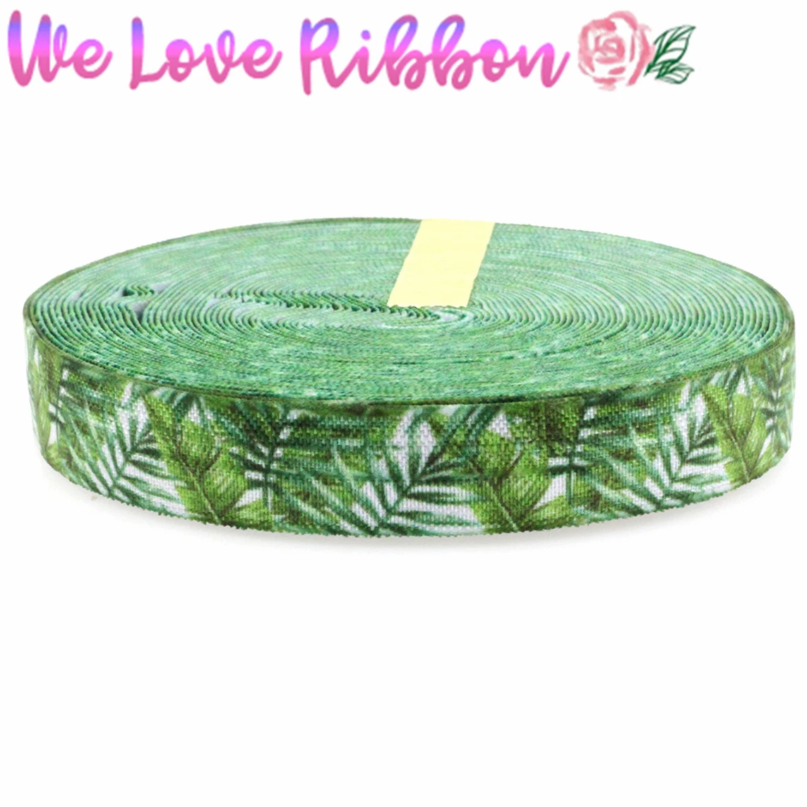 5/8&quot16mm Green Leaves White Bottom Printed Elastic Ribbon Handmade Party Decoration Webbing 10yards/roll MD1709013-25-8576 | Дом и сад