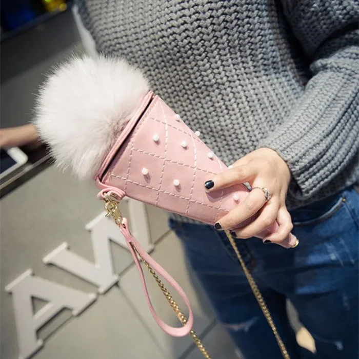 New bag Oblique cross pack ice cream bags cute fashion bags women leather handbag chain messenger shoulder sac pearl clutch bag New bag Oblique cross pack ice cream bags cute fashion bags women leather handbag chain messenger shoulder sac pearl clutch bag