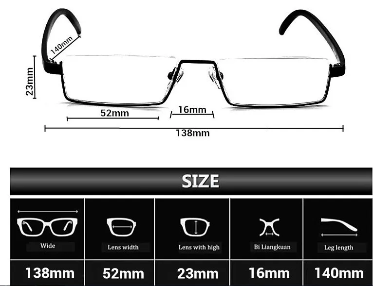 TR90, высокое качество, модные очки с полуоправой, мужские и женские очки для чтения, Индекс преломления 1, 1,5, 2,0, 2,5, 3,0, 3,5