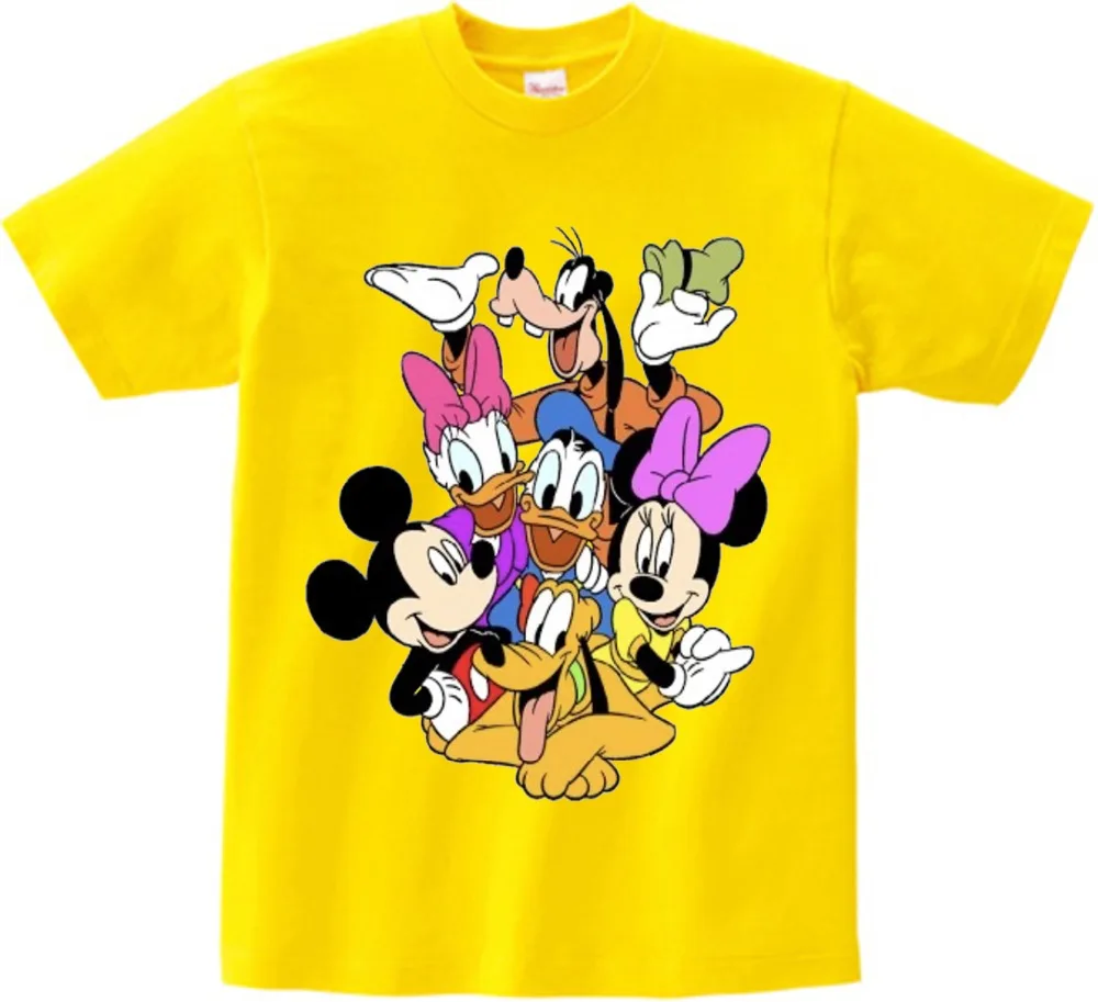 Детские футболки с изображением Микки Мауса футболка с короткими рукавами с изображением мышки футболка для маленьких мальчиков и девочек с Дональдом летняя футболка с круглым вырезом От 2 до 15 лет N