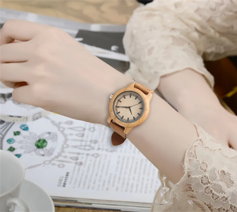 Женские наручные часы с бамбуковым браслетом из натуральной кожи|gift gifts|gift womengifts