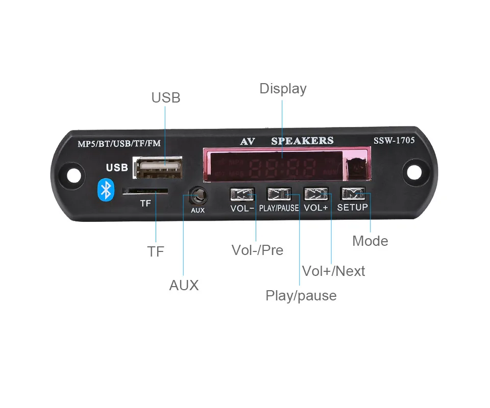 AIYIMA 5 в Bluetooth 4,2 Bluetooth декодер аудио Плата HD MP5 автомобильный аудио декодер USB FM Aux радио декодирование Поддержка приложения