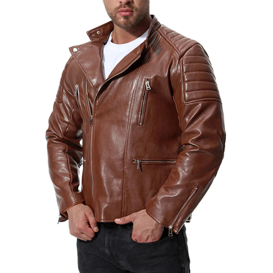 AKSR Fashion Faux Leather Men Jackets Winter Casual Warm Leather Jackets for Male Brand Slim Fit PU Motorcycle Jackets Coats AKSR Fashion Faux Leather Men Jackets Winter Casual Warm Leather Jackets for Male Brand Slim Fit PU Motorcycle Jackets Coats