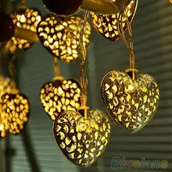 20 светодиодов Филигранное сердце свадебное украшение для дома сказочные гирлянды