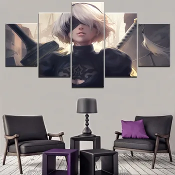 

Canvas HD Printed Game Painting Wall Art Decorative Living Room Modular Picture Framework 5 Panel NieR Automata YoRHa Poster