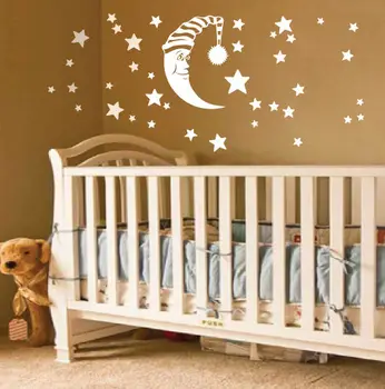

Moon Stars Children Baby Nursery Vinyl Wall Stickers - choose from 4 sets 23X58CM