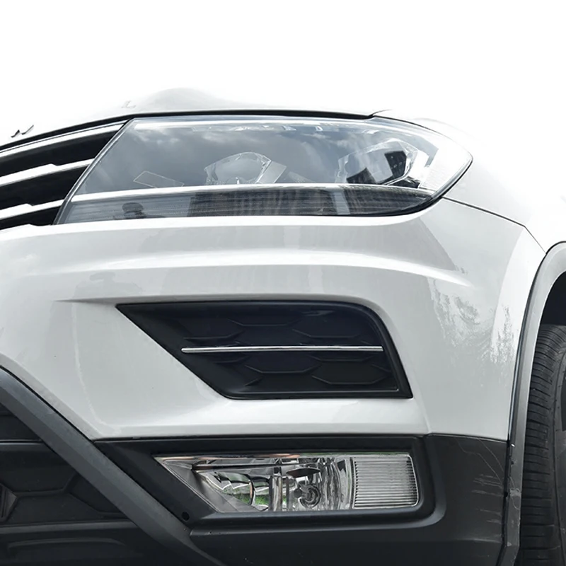 

abs chrome Head Front Fog Light Lamp Decotion Stripe Cover Trim 2PCS Fit FOR VW TIGUAN mk2 Europe Version 2017 2018
