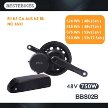 Bafang motor BBS02B BBS02 48V 750w electric bike conversion kit batterie velo electric motor 48v13/17ah 52v13/17.5ah battery