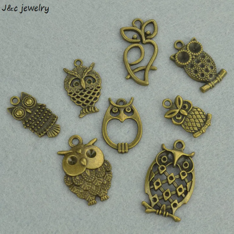 

Mix Wholesale 8 pcs Antique Bronze Plated Zinc Alloy Metal owl Charms Pendants Diy Jewelry Findings Accessories 3292B