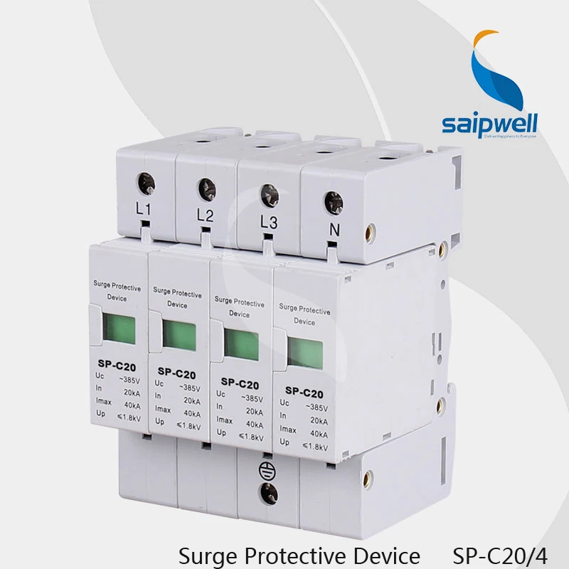 

Exiquisite Quality 4P 20KA~40KA C ~385VAC Surge Protection Device SPD(SP-C20/4)