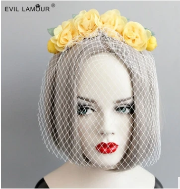 

Princess sweet lolita hairband Stage performance hoop hair veil European and American brides short hair ornaments mask FG-97