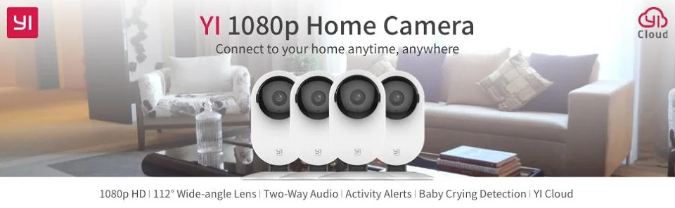 YI 4pc Home Camera, 1080p Wi-Fi IP Security Surveillance Smart System with Night Vision, Baby Monitor on iOS, Android App