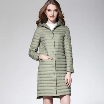 

women Light green/grey/black/pink/Red wine Long hooded Ultra Light White Down Jacket Down Jackets Female Winter Warm Coat coats