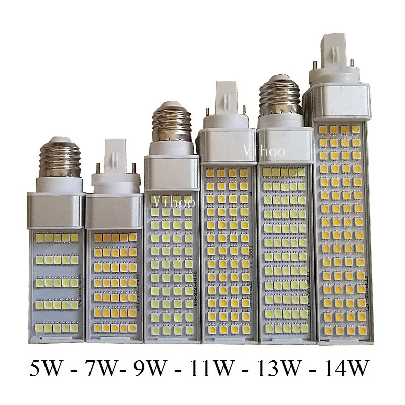 Светодиодная лампа g23 g24 e27 5/7/9/11/13/14 Вт 5050smd с теплым и холодным белым светом 85 265