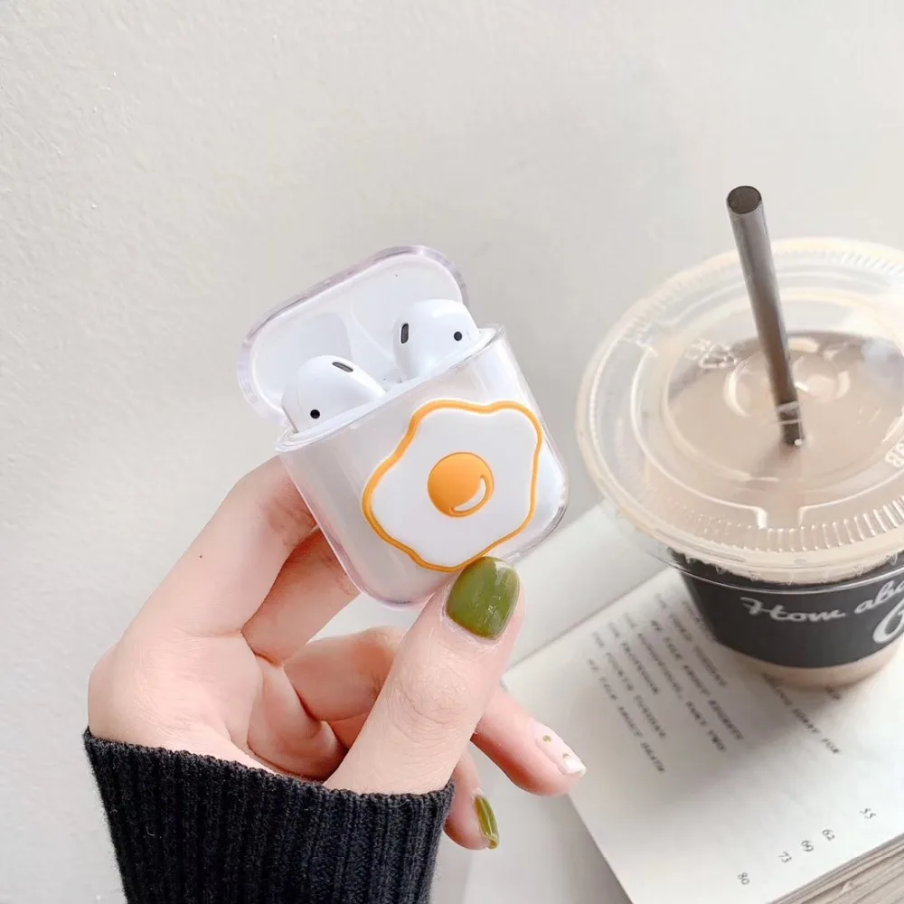

For AirPods Case Cute Cartoon Earphone Cases For Apple Airpods 2 3D Dinosaur Omelette Pattern Hard PC Protect Cover