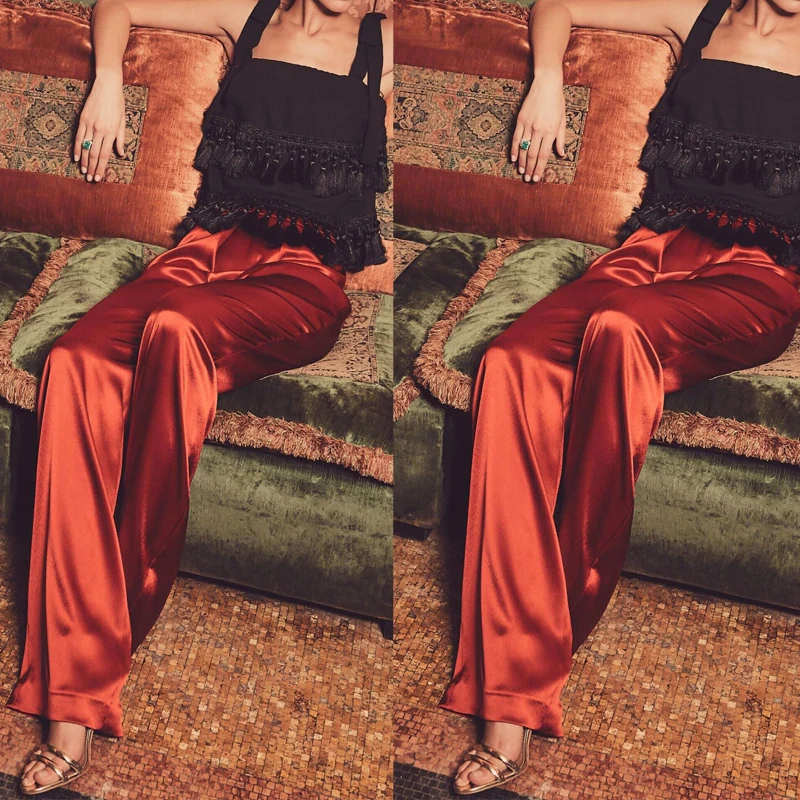 Goede WBCTW Lange Satijn Losse Vrouw Broek Effen XXS 10XL Plus Size Hoge Taille Casual 2018 Zomer Lente Breed Been Broek