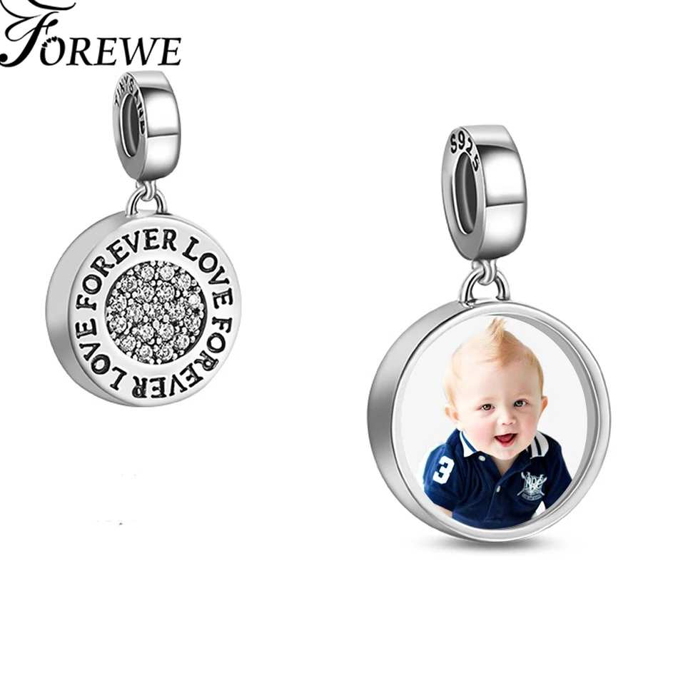 925 Sterling Silver Charm Bead With Crystal CZ Personalized Custom