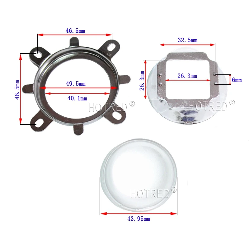 50mm Reflector Collimator Fixed Bracket For 20W-100W High Power LED 44mm Lens
