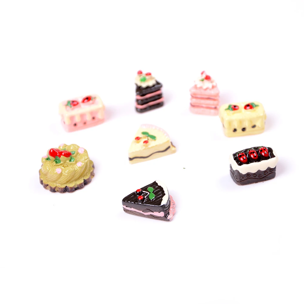 8Pcs/lot DIY Miniature Artificial Fake Food Cake Resin Decorative Craft