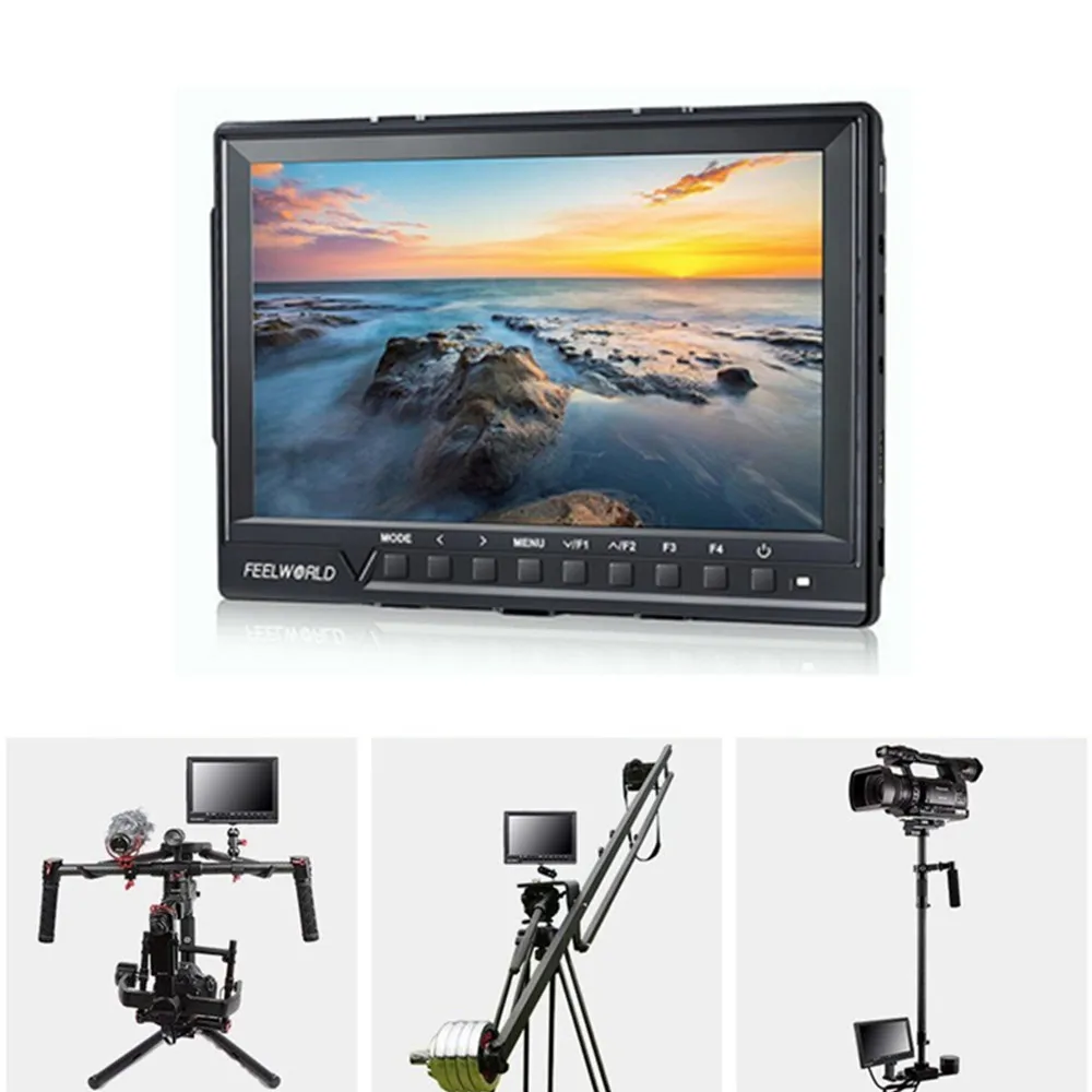 Feelworld FW 760 7 ''видео монитор IPS Full HD 1080p с солнцезащитным козырьком и мини HDMI макро для BMPCC Canon Sony Dslr