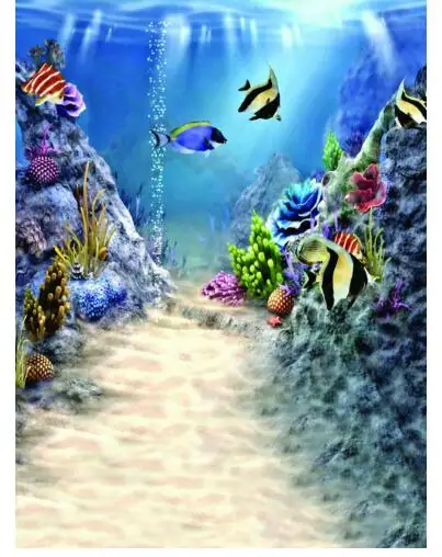 10x15Ft Vinyl Ocean Animal Decor Backdrop for Photography,Fish Figures with Ancient Ottoman Ornate Mosaic Hand Drawn Marine Artwork Background Newborn Baby Photoshoot Portrait Studio Props Birthday Pa