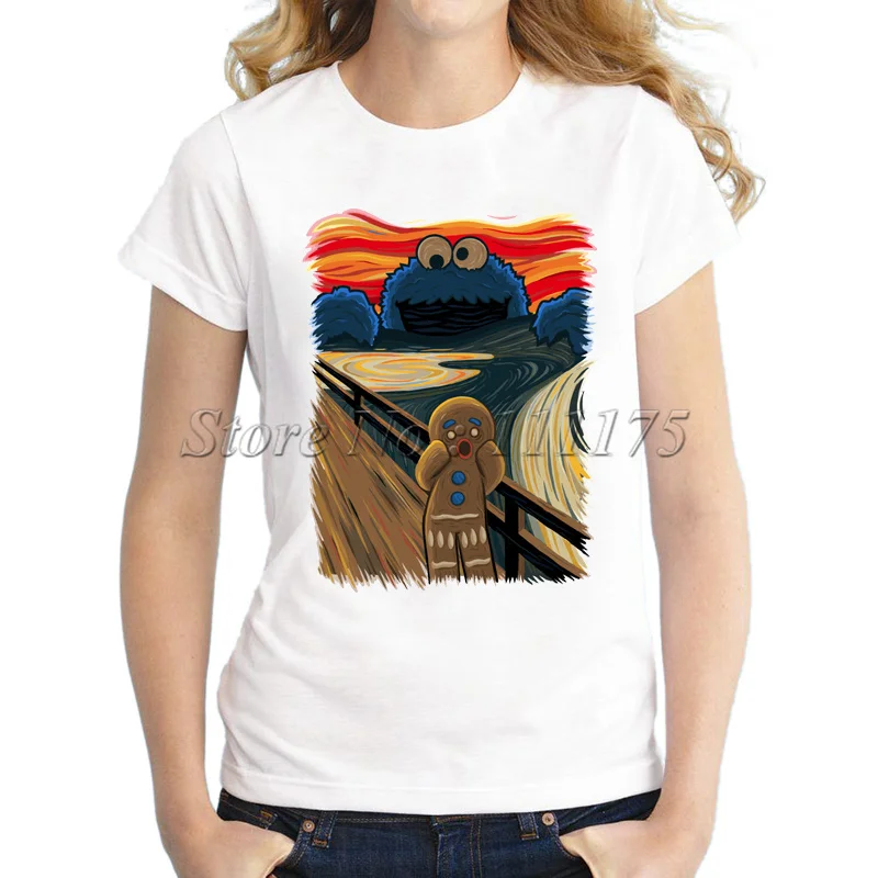 

2019 Summer Fashion Cartoon Painted T shirt Lady Short Sleeve Tops Women Tee Shirts
