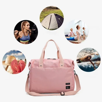 

Fashion Large Travel Bag Women Handbag Crossbody Training Gym Pink Duffle Bags Oxford Overnight Bag Soft Organizers Waterproof